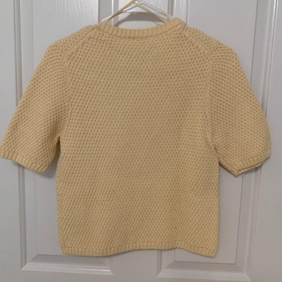 COS yellow short sleeve cropped woven sweater 100% cotton - Picture 4 of 7